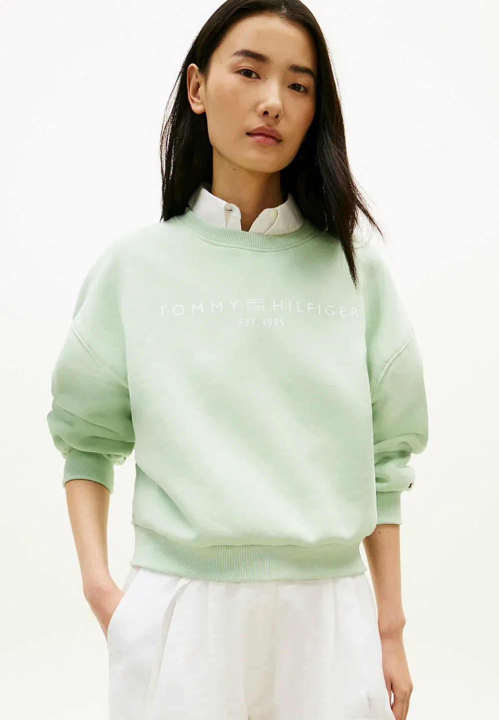 Логотип корпорации mdrn swtsrt - логотип корпорации - толстовка Tommy Hilfiger, Gentle Jade