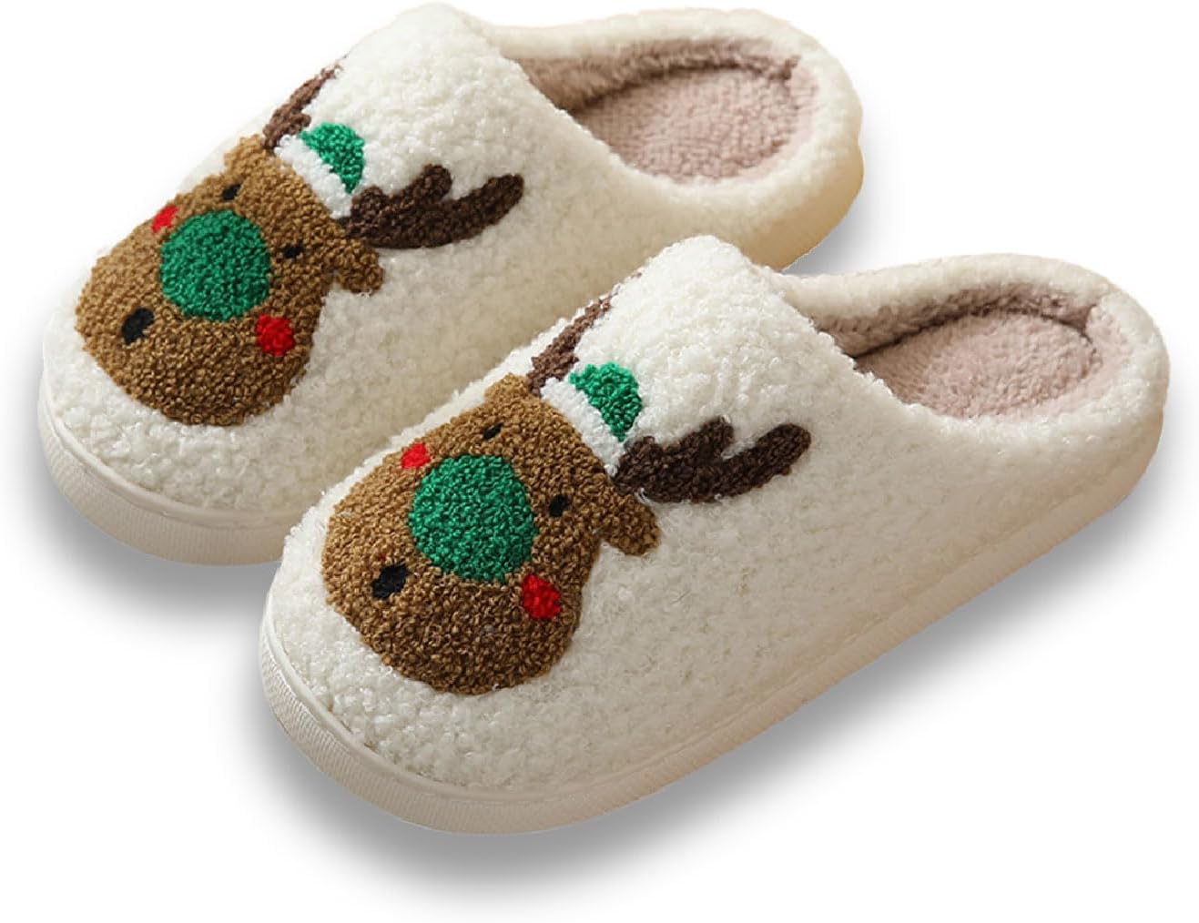 

Рождественские тапочки Titype, милые праздничные тапочки, теплые домашние тапочки для женщин и мужчин, пушистые тапочки для улицы и дома, тапочки для спальни, домашняя обувь для дам, зеленый