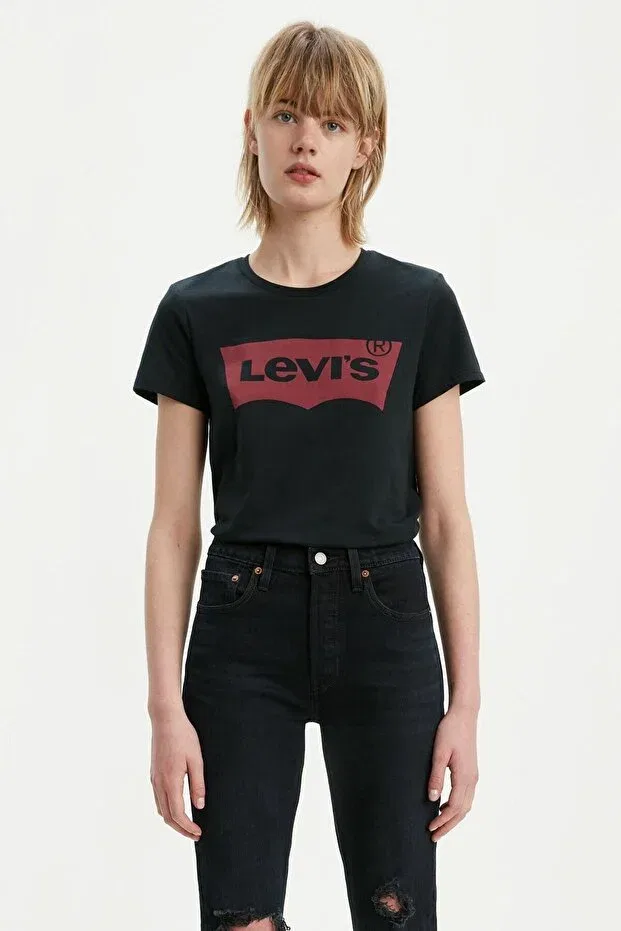 Женская футболка с пайетками The perfect black batwing logo t-shirt Levi'S, Black
