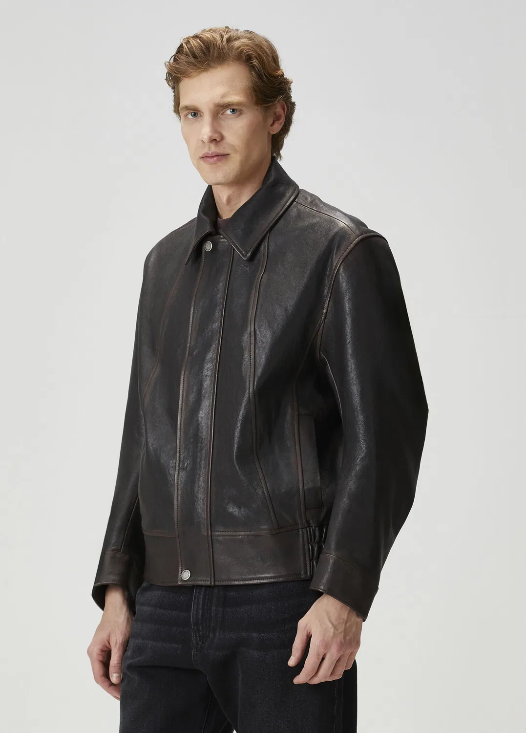 Куртка кожаная бомбер Regular Fit Golden Goose, black — фото 3