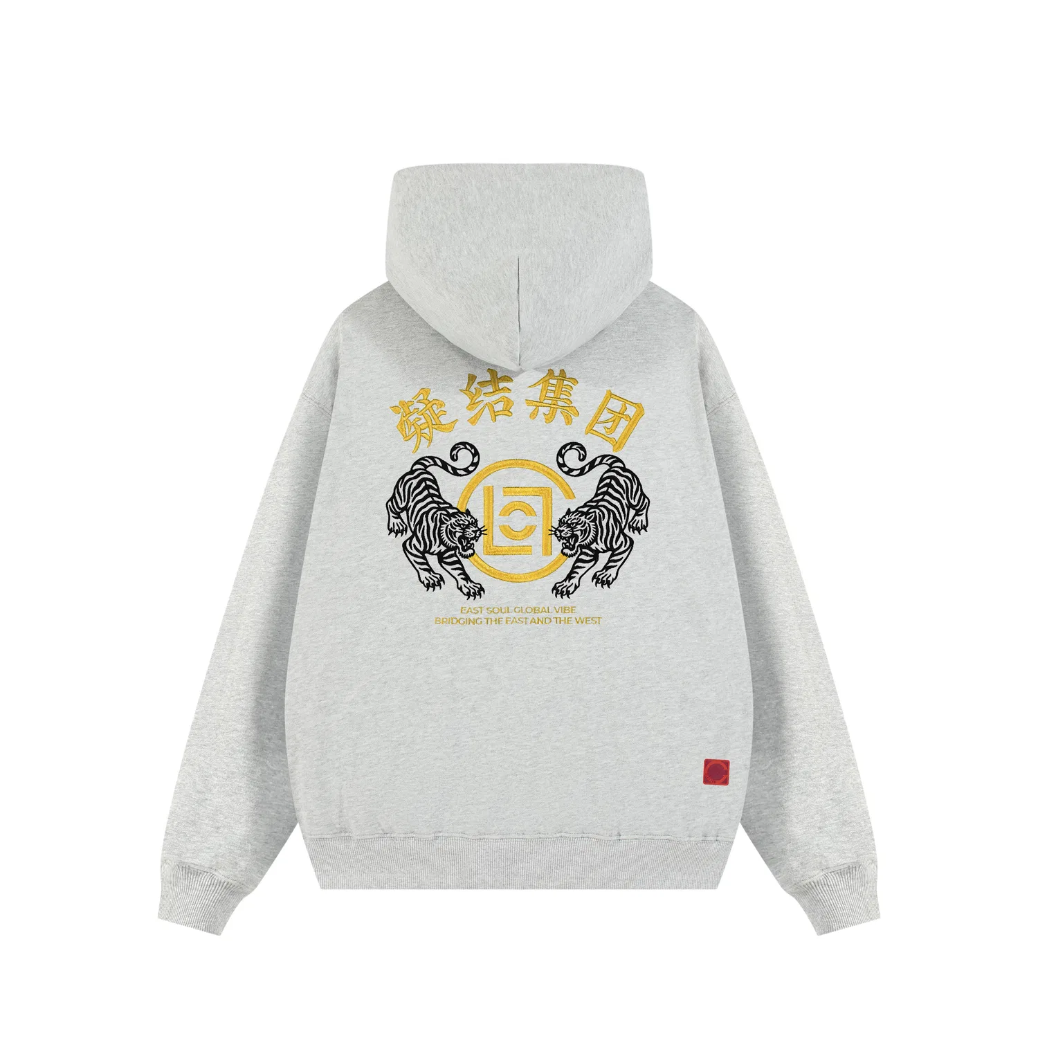 Детский худи с капюшоном и вышивкой CLOT, Heather Gray Yellow Embroidery