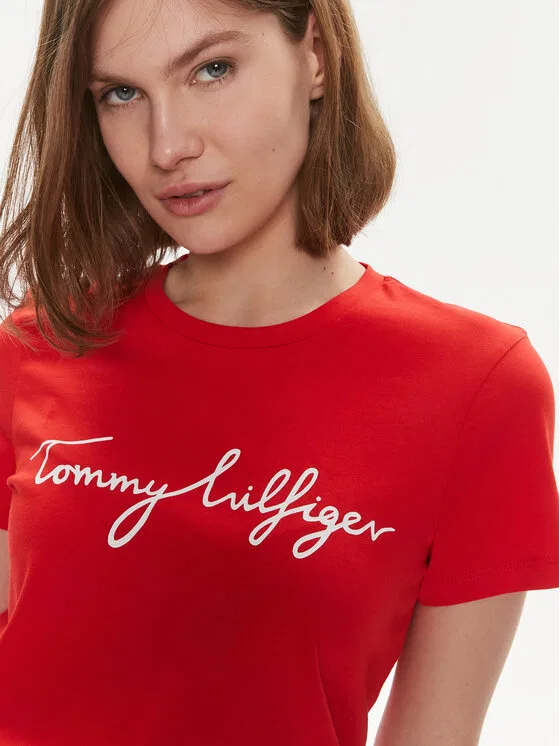 Футболка regular fit Signature Tommy Hilfiger, красный — фото 4