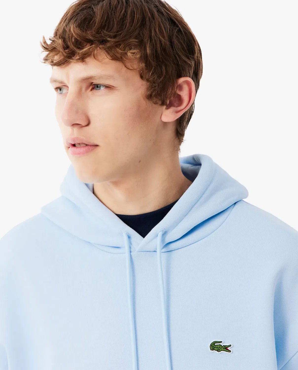 Худи мужская Lacoste с капюшоном из футера, свободный крой, светлый синий — фото 3
