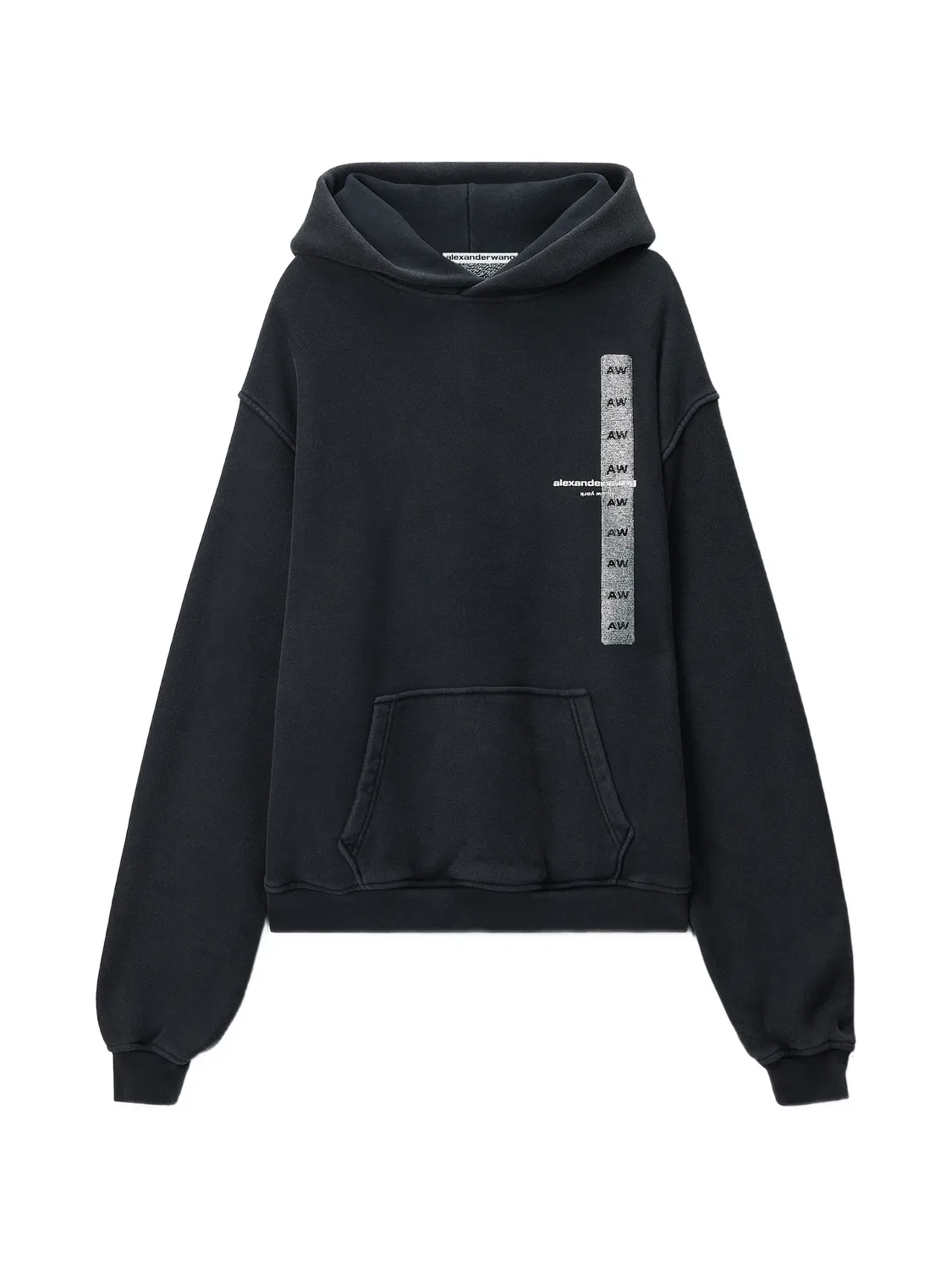 Худи с графическим принтом и карманом-кенгуру Alexander Wang, черный