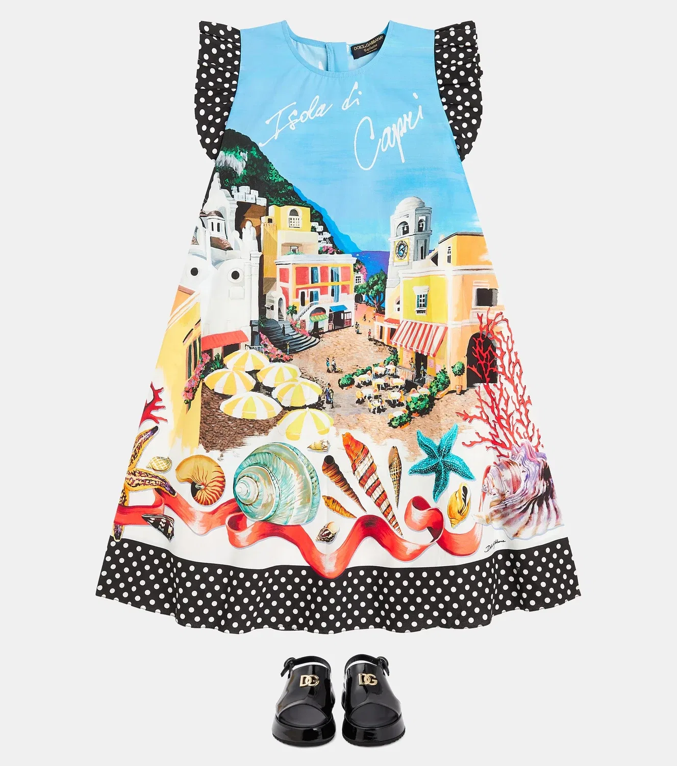 Платье хлопковое с принтом Dolce&Gabbana Kids, мультиколор — фото 2
