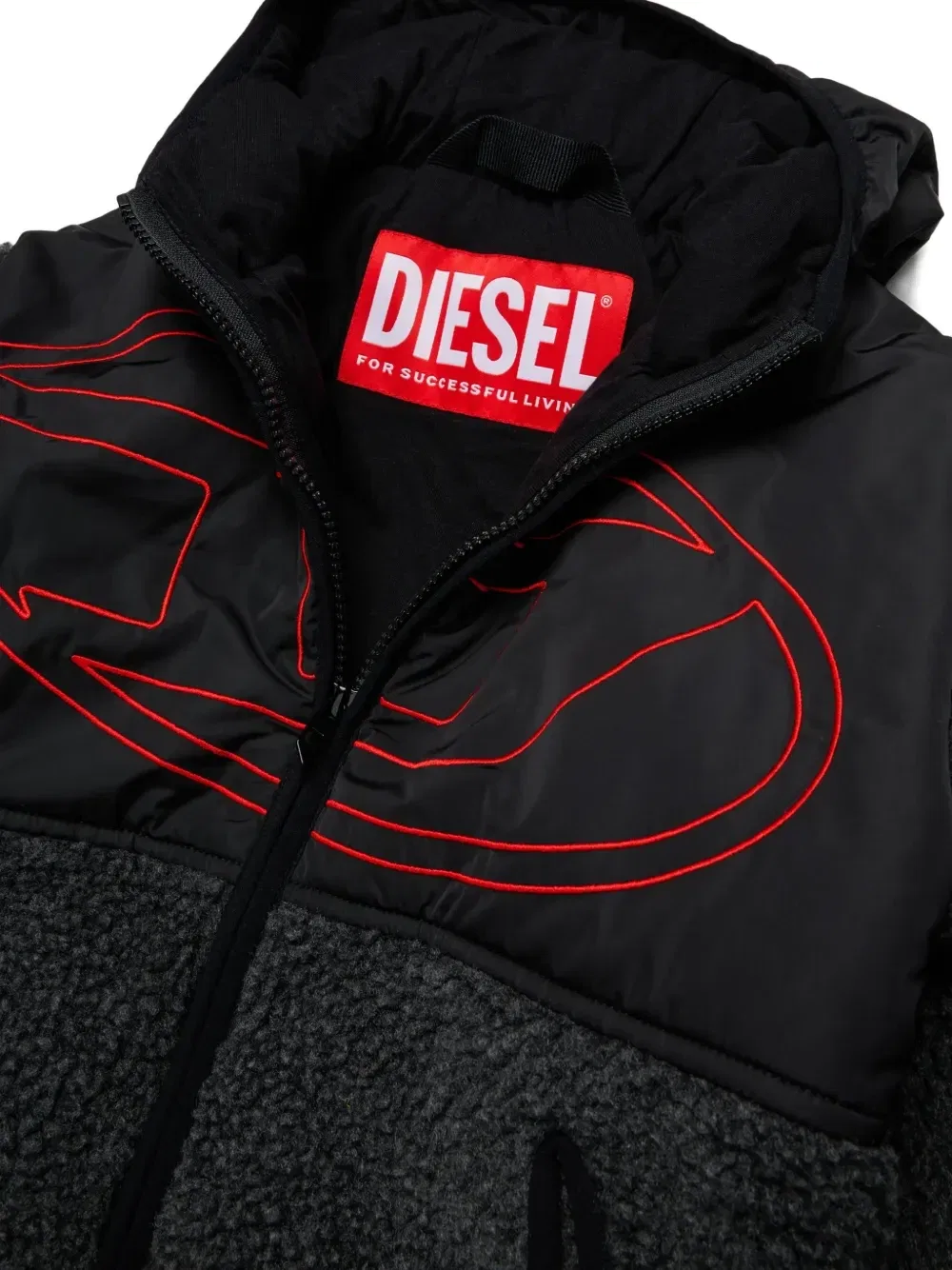 Бомбер с вышитым логотипом Diesel Kids, серый — фото 3
