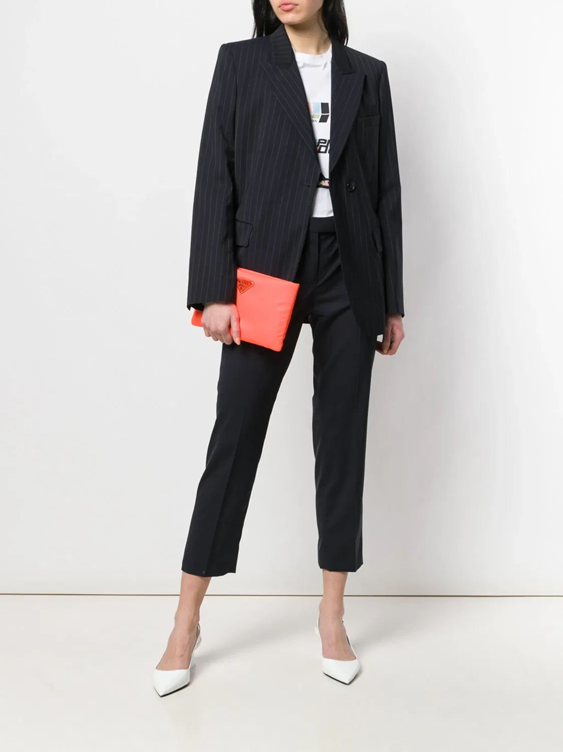 Укороченные брюки из шерсти - синие Prada, синий — фото 2