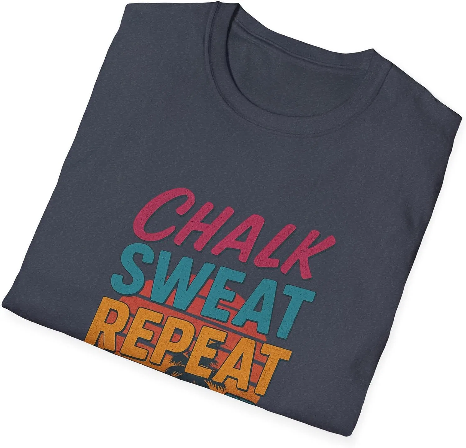 Футболка с принтом Chalk, Sweat and Repeat Gildan 64000, Heather Navy — фото 4