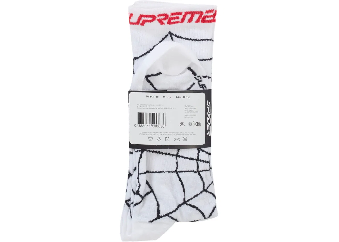 Носки Supreme Spyder Socks (1 Pack) Supreme, White — фото 4