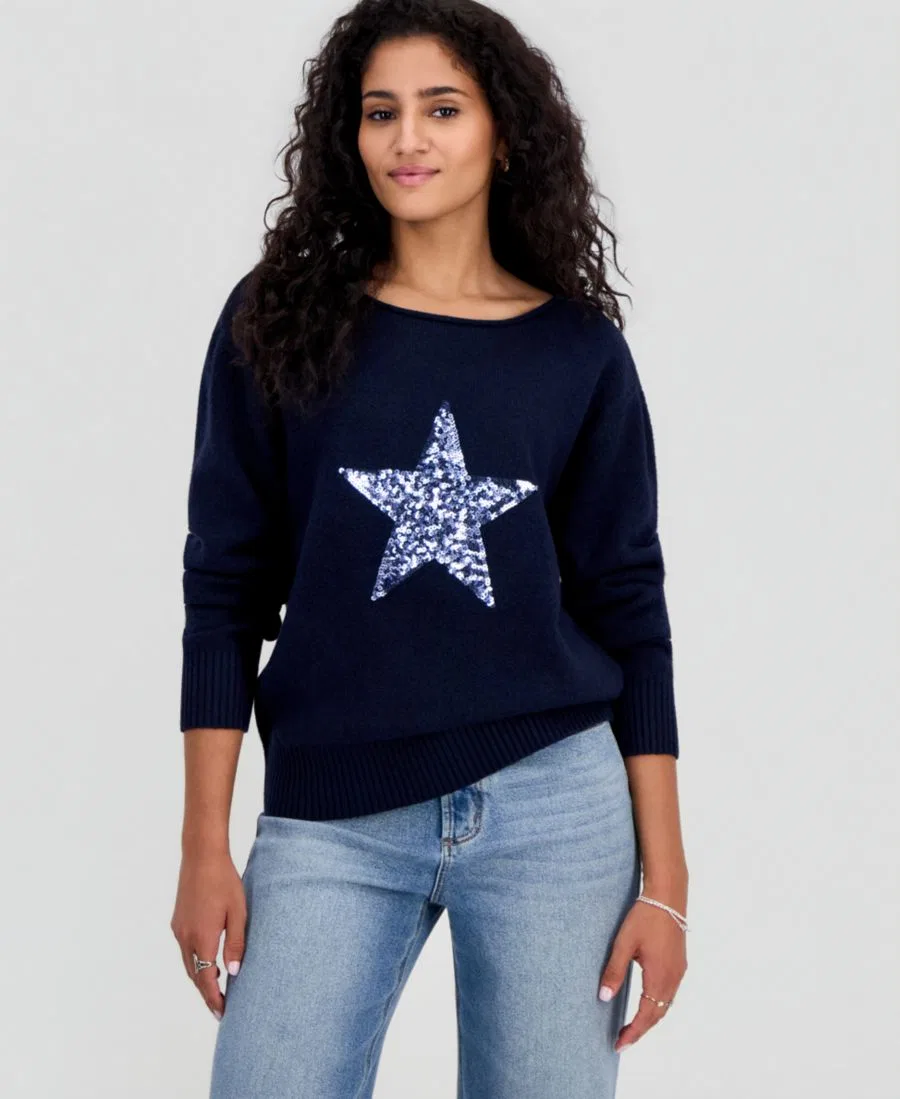 Свитшот с пайетками Just Polly, Navy Star