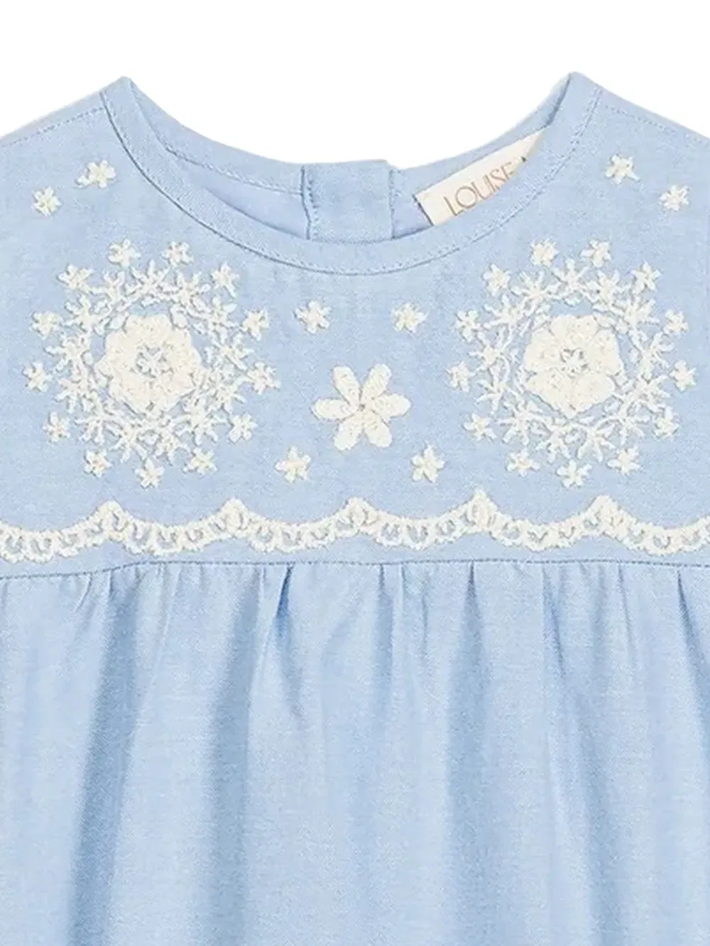 Комбинезон Nushan с вышитой кружевной отделкой Louise Misha Kids, синий — фото 2