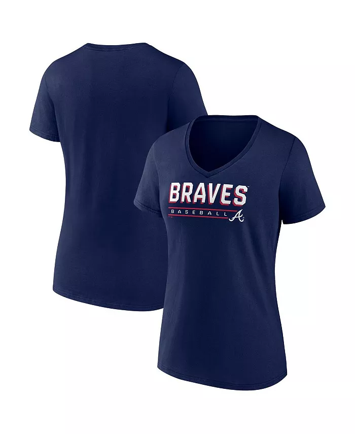 

Женская футболка Navy Atlanta Braves с V-образным вырезом Fanatics