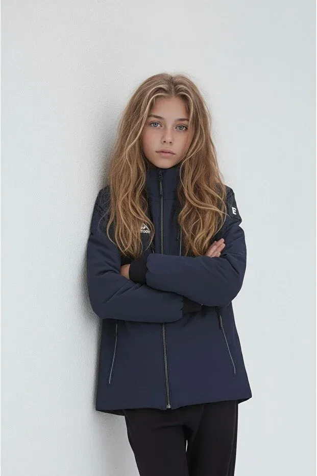 Детское пальто для девочек водоотталкивающее Sivaist, Navy Blue — фото 2