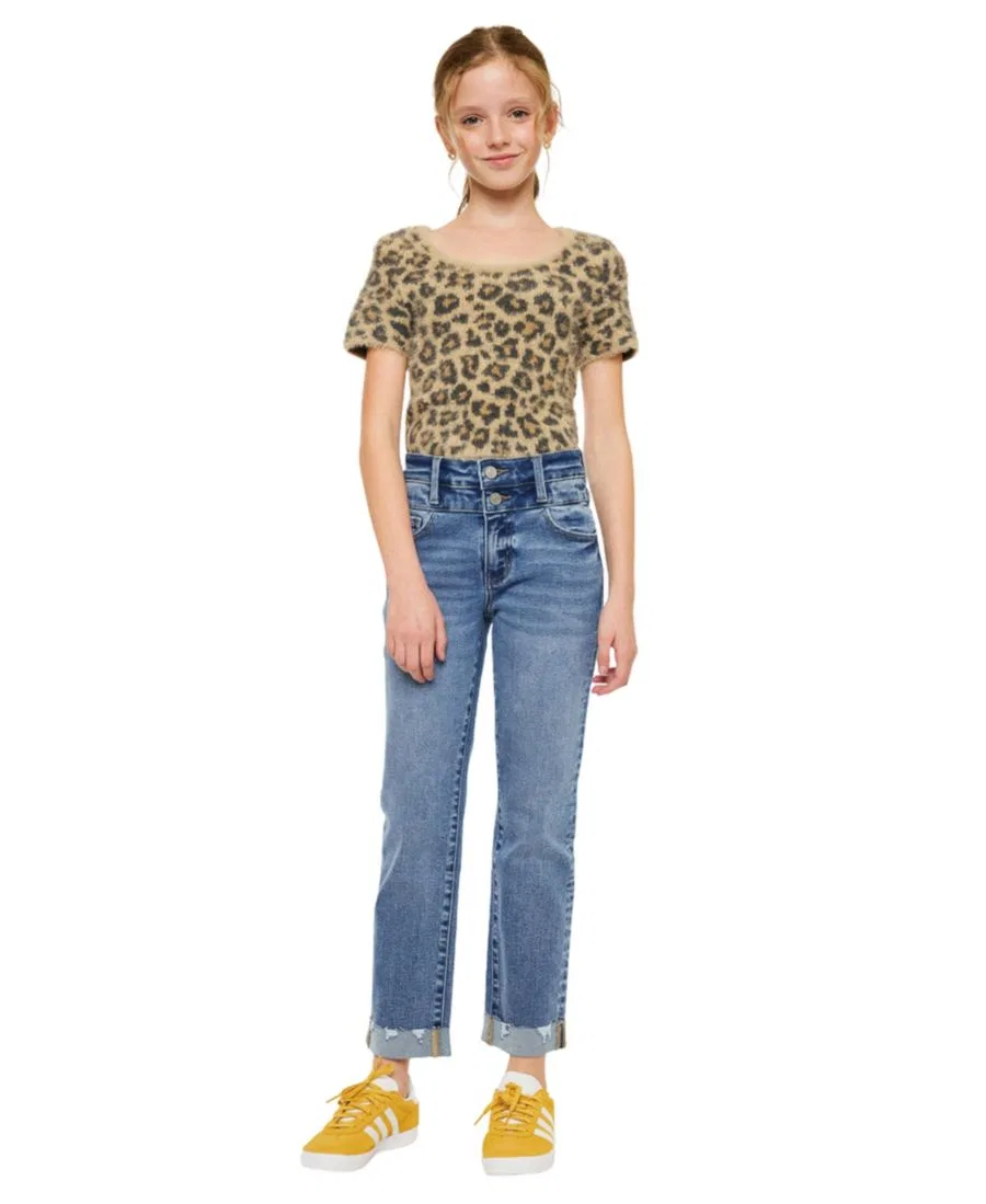 Джинсы прямого кроя с завышенной талией Kate High Rise Slim Straight KanCan, Medium Wash — фото 4