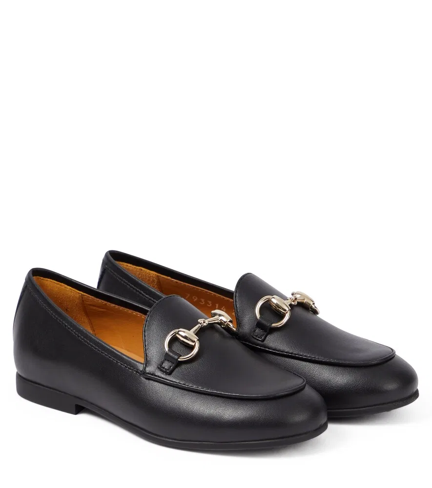 Кожаные лоферы с пряжкой Gucci Kids, черный