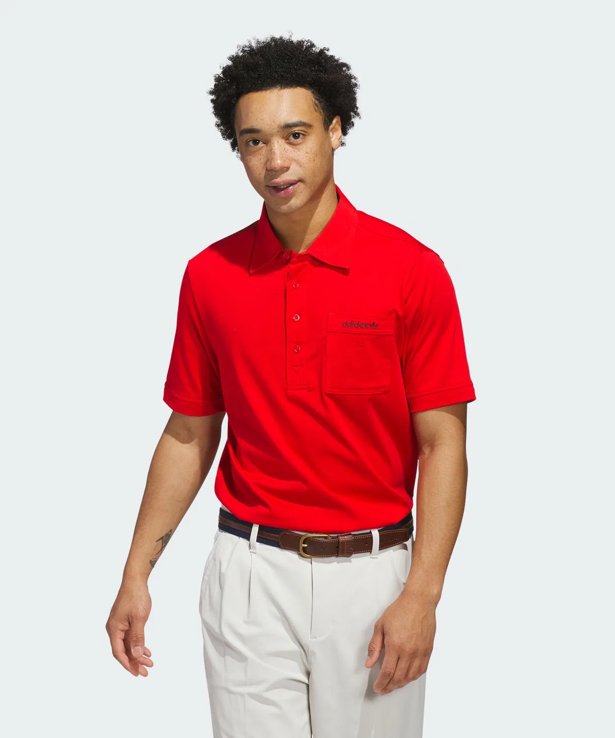 Мужская футболка-поло с коротким рукавом, с нагрудным карманом Adidas, Red