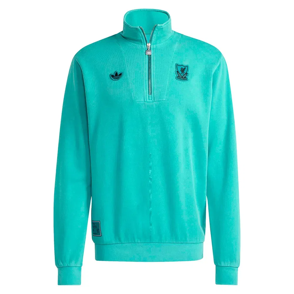 Мужской свитшот с полузастежкой-молнией Adidas Liverpool FC Terrace Icons, Green — фото 3
