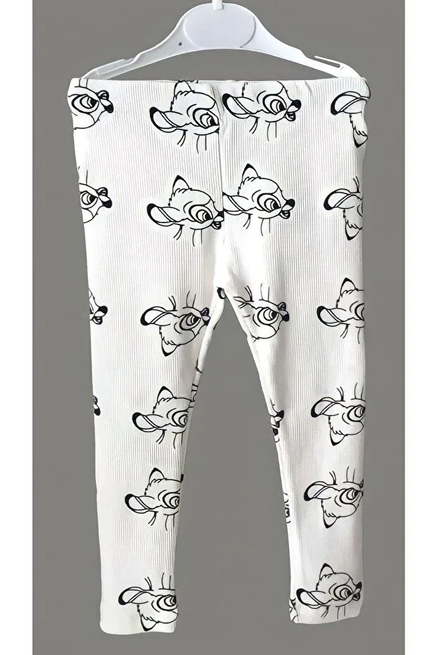 Детские леггинсы для девочек с принтом Bambi Print Pink Hippo Kids, White