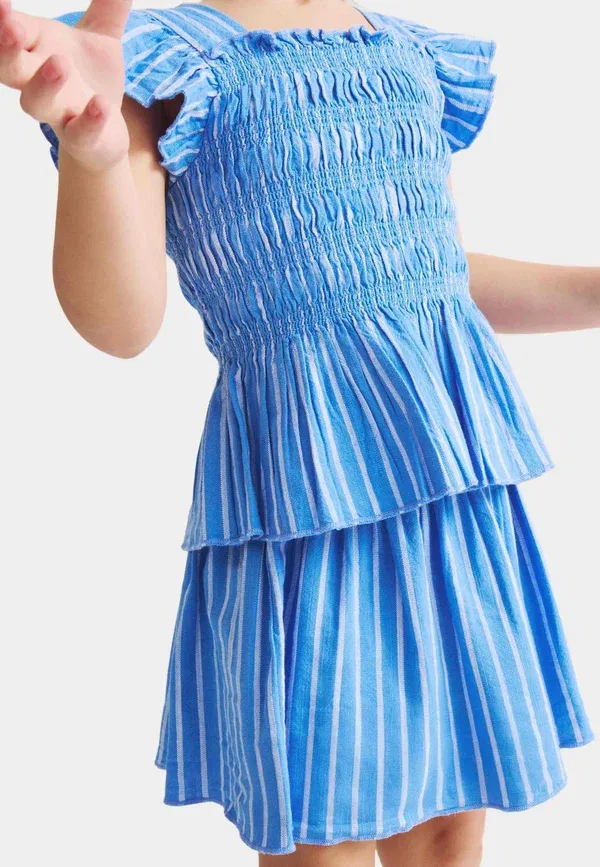 Комплект из топа и юбки, хлопок, pure shirred outfit set, Marks & Spencer, Royal Blue, синий — фото 4