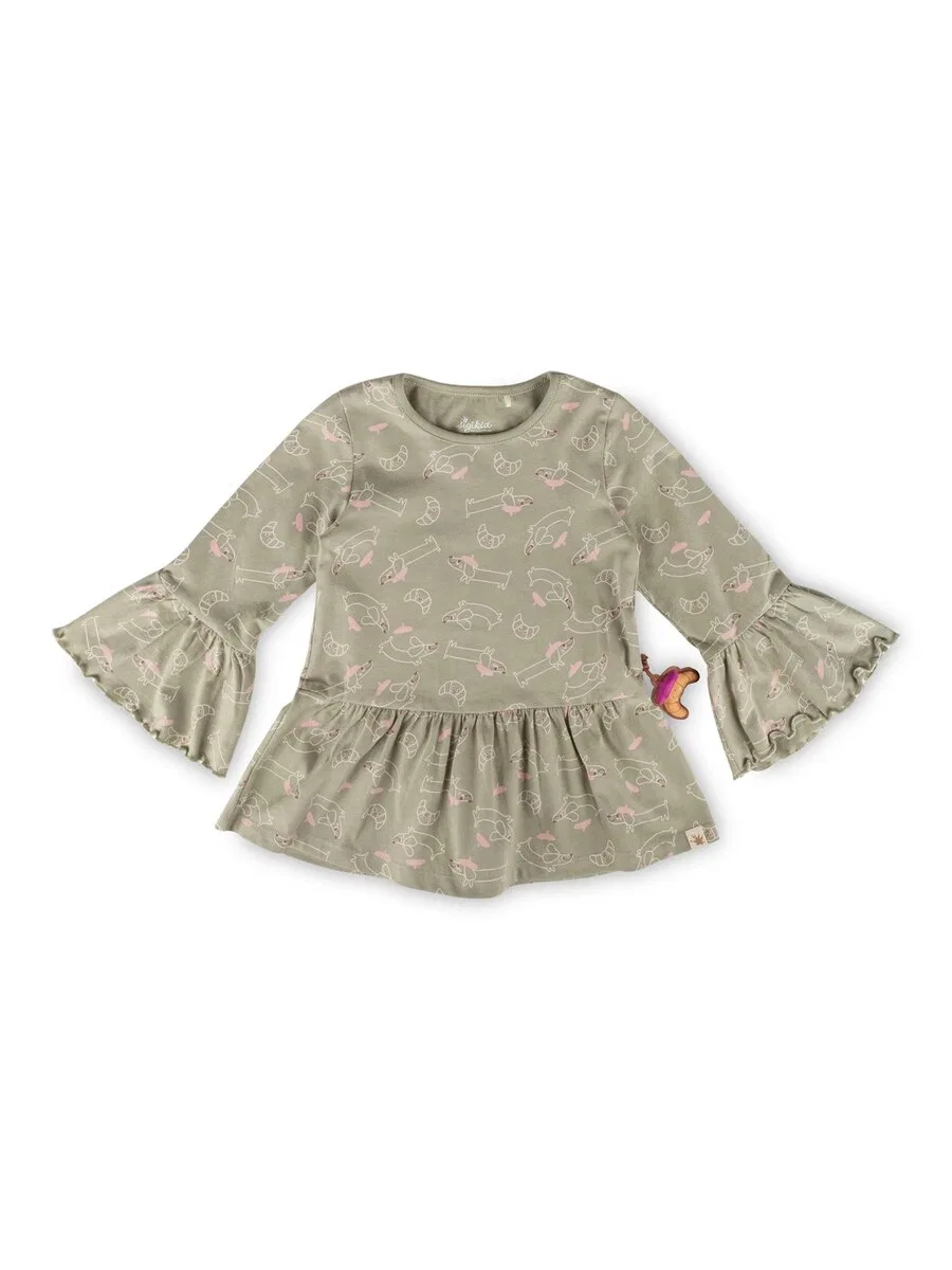 Футболка SIGIKID 'Longshirt Petit Croissant' зеленого цвета