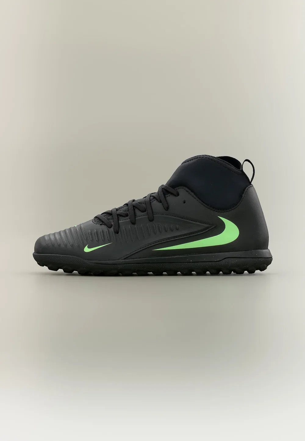 Футбольные бутсы для искусственной травы Jr Phantom 6 High Club TF унисекс Nike Performance, Black/Illusion Green