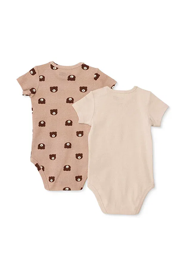 Детское боди для мальчиков с принтом animal printed Ebebek Hello Baby, Beige