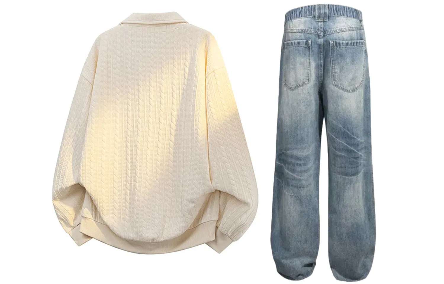 Детский комплект толстовки с отложным воротником Black Top+Blue Pants GWAF, Black/Blue — фото 4