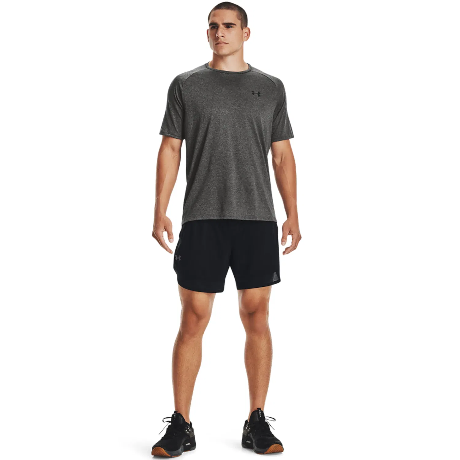 Детская хлопковая футболка с коротким рукавом Under Armour, Carbon Heath — фото 4