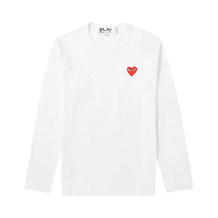 Лонгслив Comme des Garçons PLAY Long-Sleeve Basic Logo Tee 'White', белый - фото