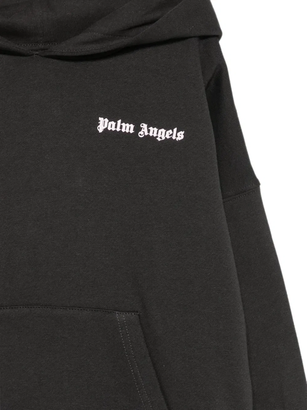 Худи с принтом логотипа и карманом-кенгуру Palm Angels Kids, черный — фото 3