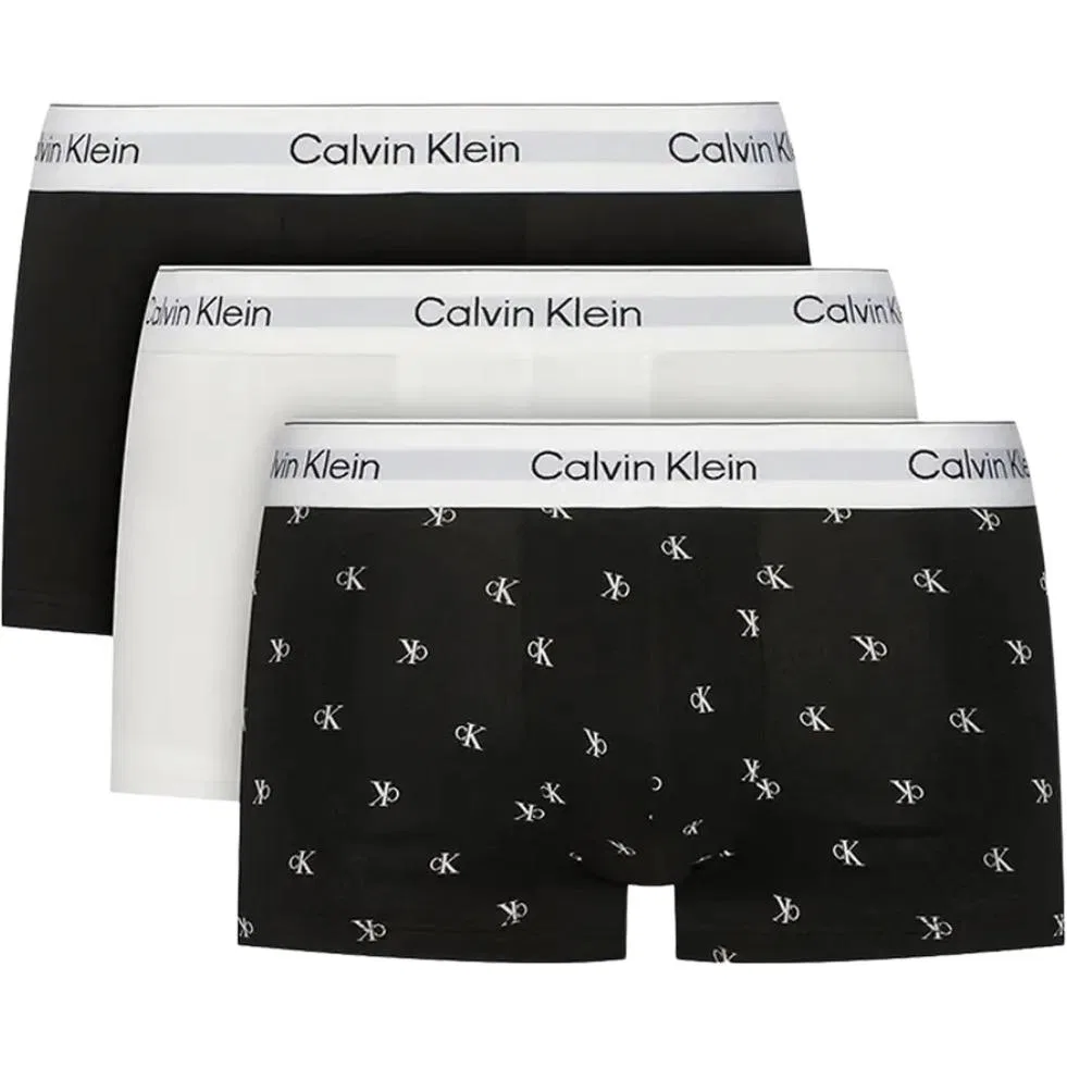 Мужские боксеры-слипы с принтом Calvin Klein, Black/White/Black