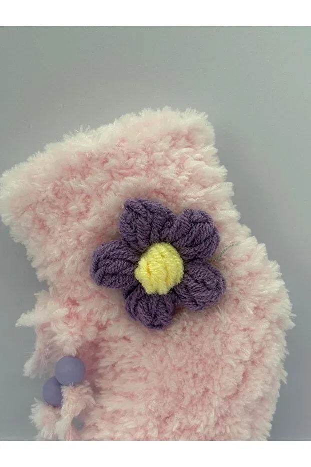 Детские пинетки для новорожденных с принтом Floral Hand Knitted Bebiktanem, Purple — фото 3