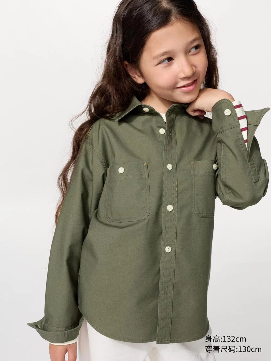 Детская рубашка с длинным рукавом Uniqlo, оливковый