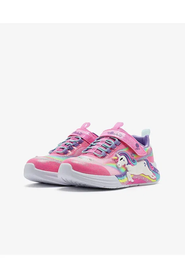 Детские кроссовки для девочек с графическим принтом Unicorn chaser big girls pink light-up sneakers 302298l pkmt Skechers, Pink — фото 3
