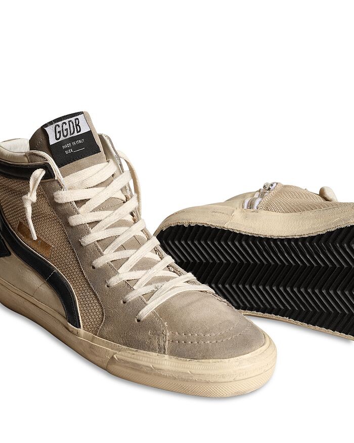 Golden Goose Мужские высокие кеды на шнуровке, коричневый/бежевый — фото 2