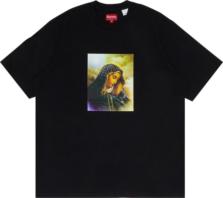 

Футболка Supreme Mary Rhinestone Short-Sleeve Top 'Black', черный