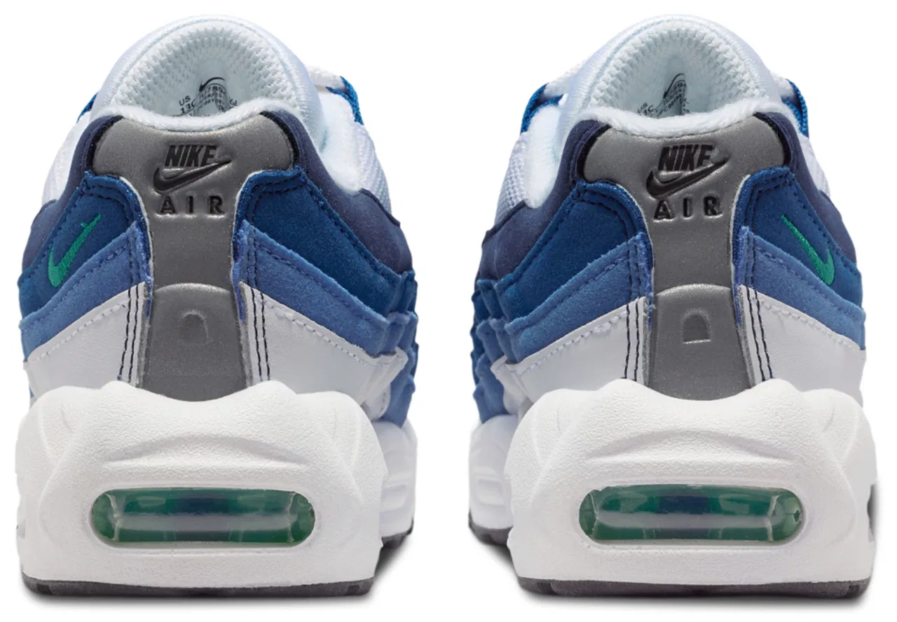 Кроссовки для мальчиков Air Max 95 PRM Nike, цвет White/Emerald Green/Lake Blue — фото 3