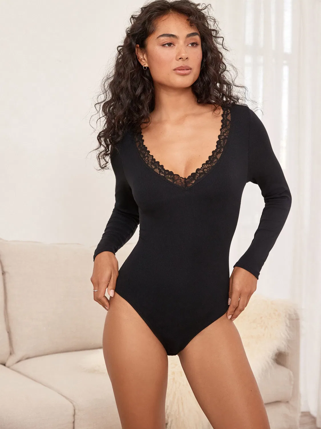 Термобелье Next Black Thermal Base Layer Lace Trim Bodysuit, черный