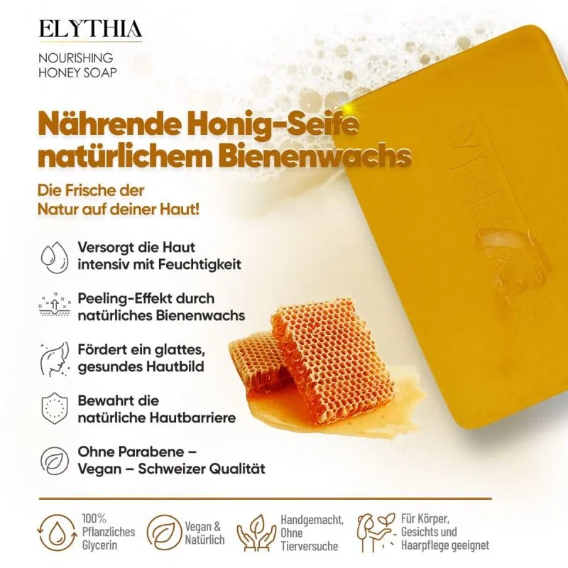 Мыло ручной работы с медом и пчелиным воском, 120 г, Honey Generisch — фото 2