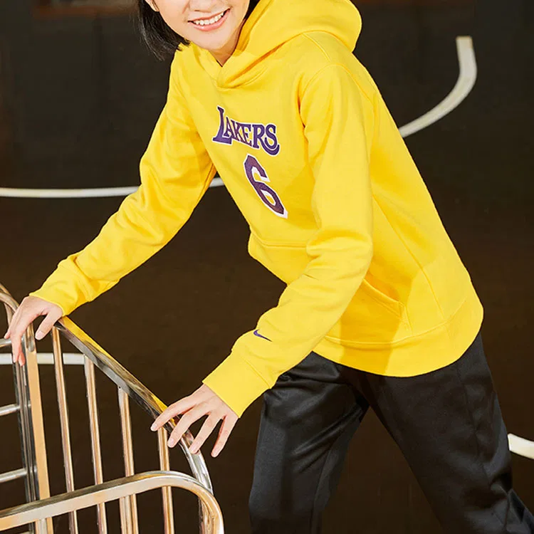 Детский свитшот с принтом Nike Letter Print Fleece Hoodie, Luo Yellow — фото 4