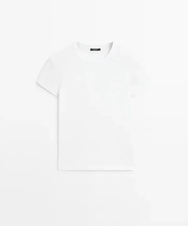 Футболка с коротким рукавом из 100% хлопка, Massimo Dutti — фото 4