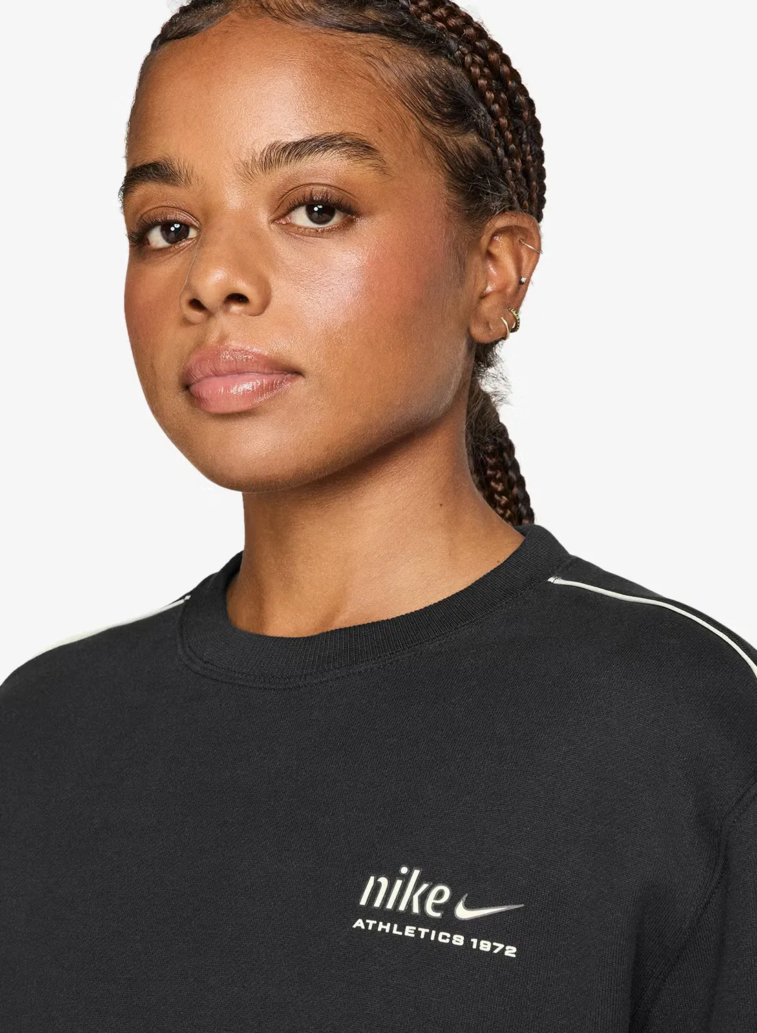 Свитшот из флиса с адаптивным кроем Studio Nike, черный — фото 3
