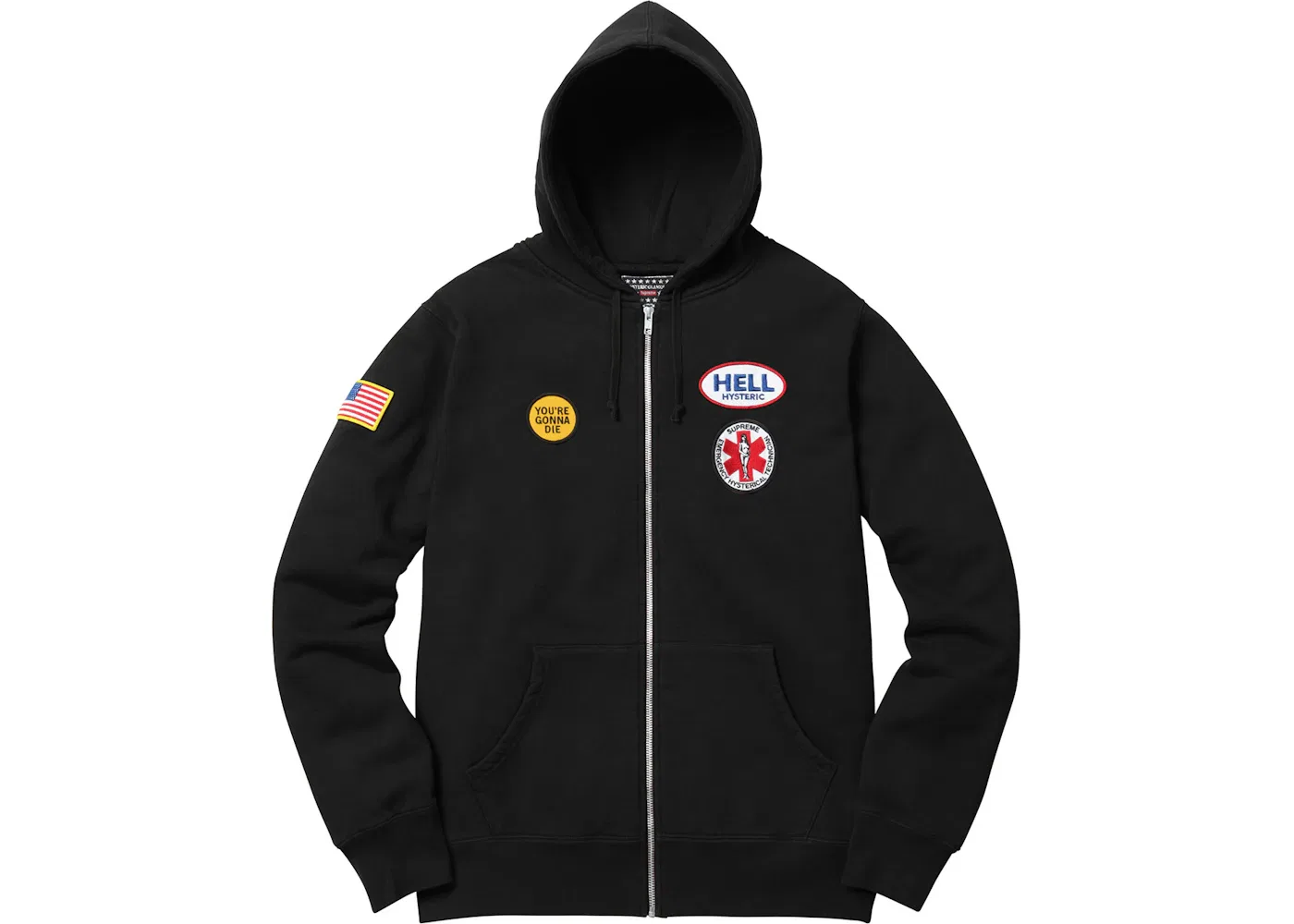 Мужской свитшот с принтом Supreme Hysteric Glamour Patches Zip Up Sweatshirt, 0