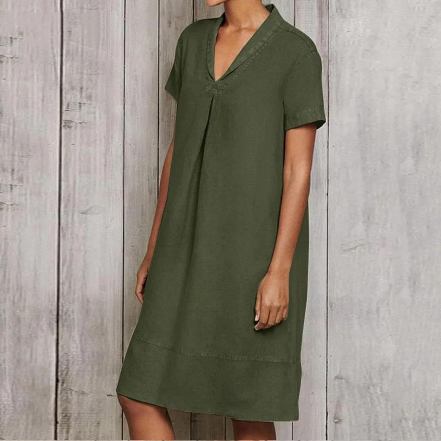 Женское платье-футболка свободного кроя, Army Green — фото 2