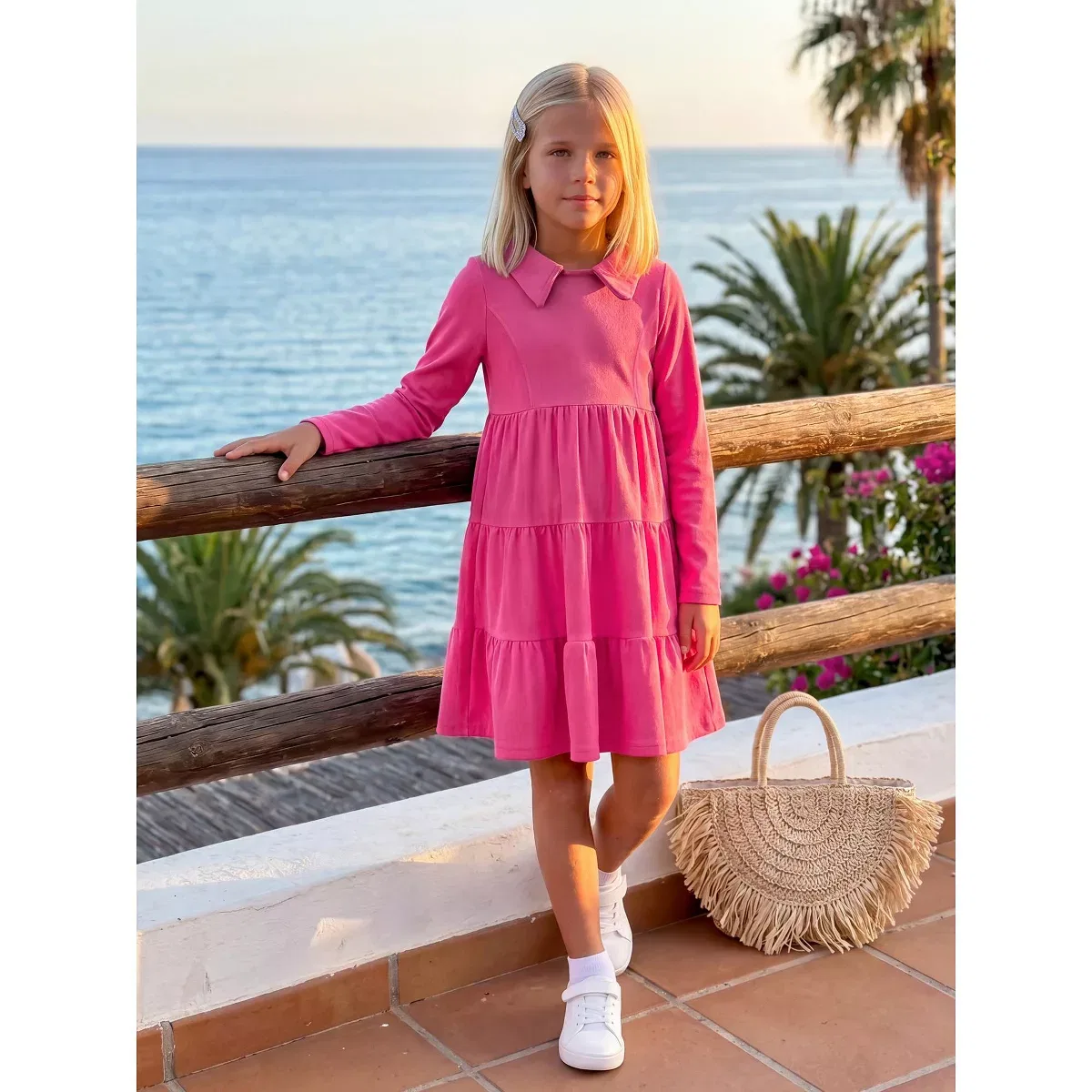Детское платье для девочек с длинным рукавом INSPIRE CHIC, Pink — фото 2