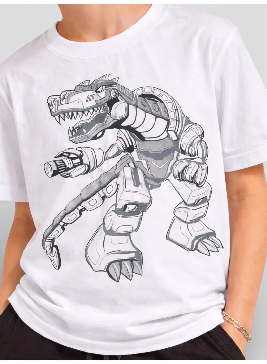 Комплект футболка с принтом динозавра и шорты Victor And Jane, белый — фото 4
