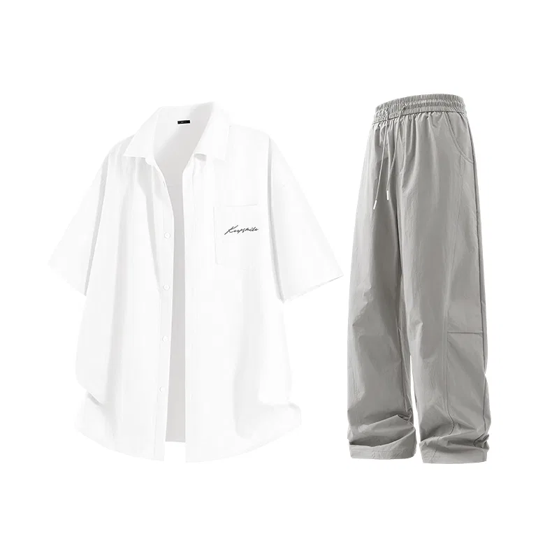 Детский комплект футболок с принтом MINISO, White (Black and White Smile Face Chest Logo)+Paris Gray
