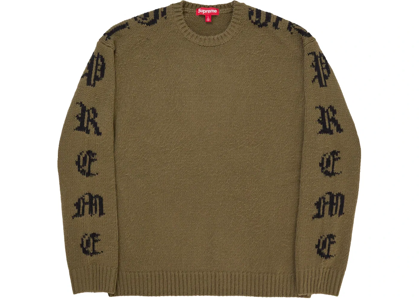 Мужской свитер с длинным рукавом Supreme Old English Sleeves, Olive