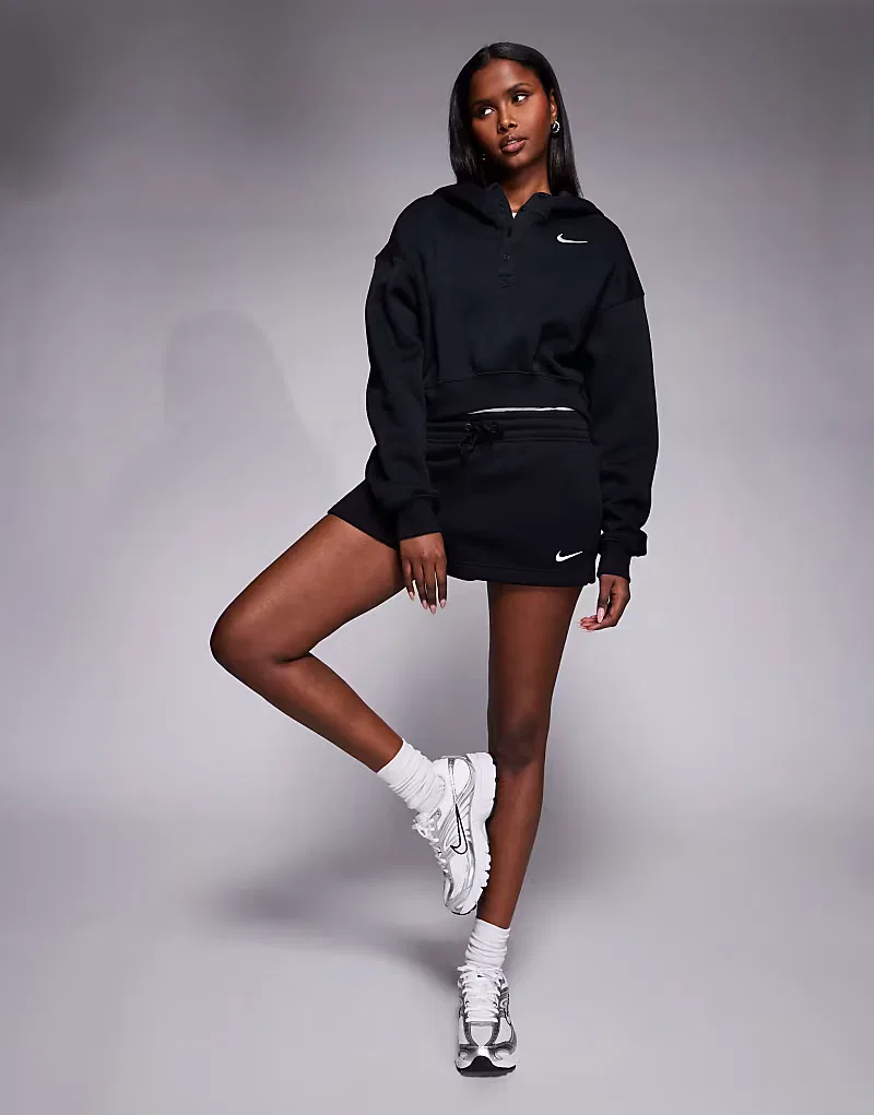 Укороченная толстовка Nike Phoenix Fleece оверсайз, черный — фото 3