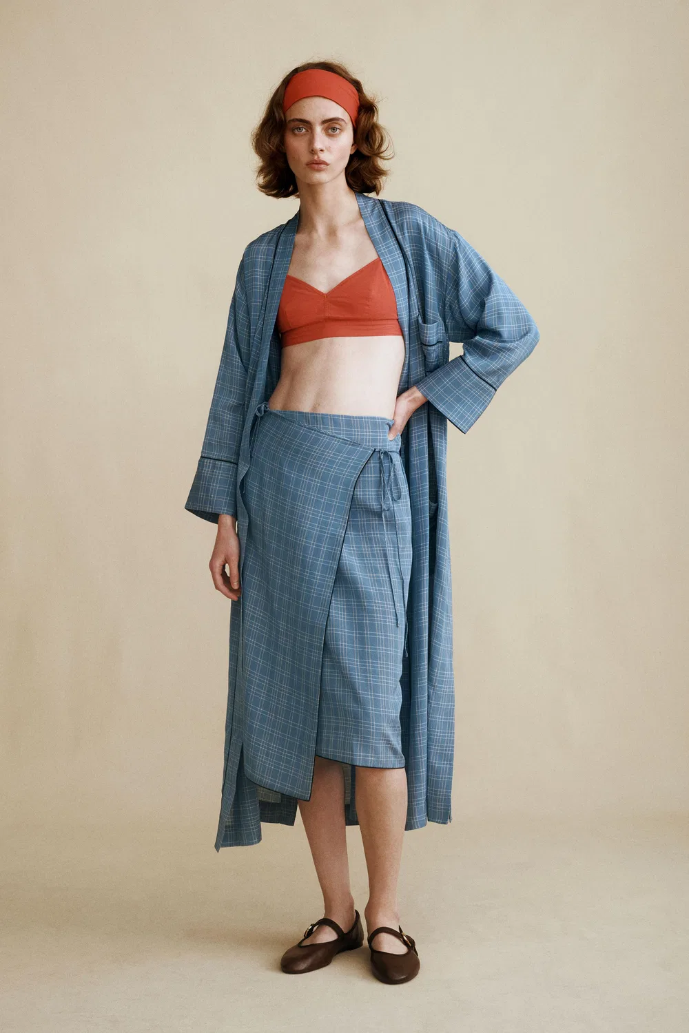 Юбка в клетку из коллекции ZW, созданная в сотрудничестве Caramel London и Zara, Blue